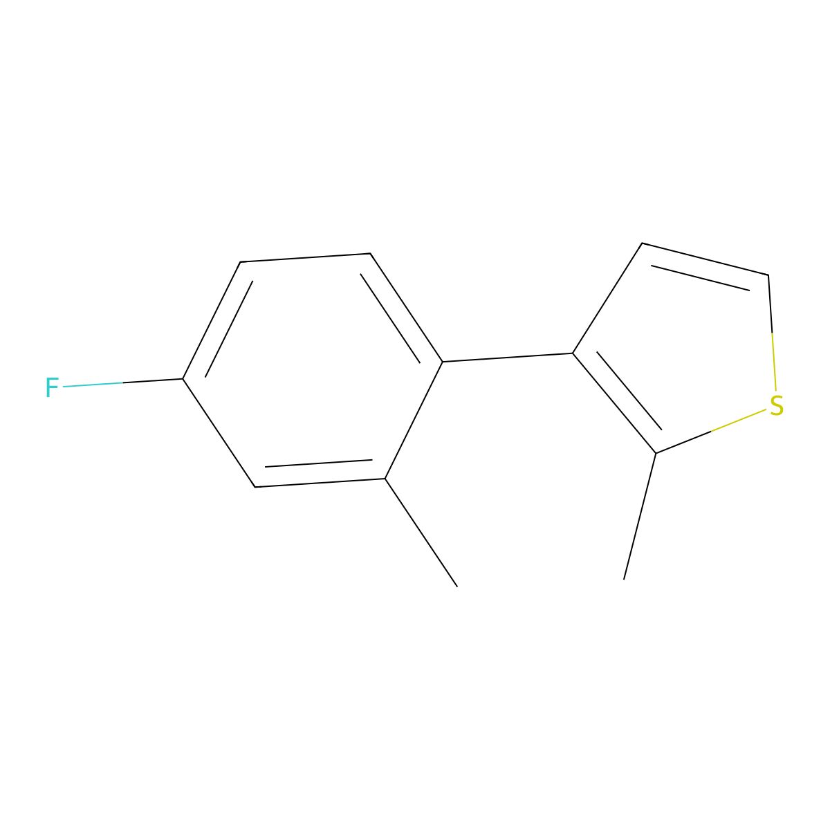 3-(4-Fluoro-2-methylphenyl)-2-methylthiophene molecular structure, CAS 2137717-36-1