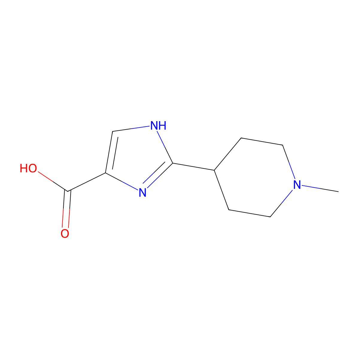 2-(1-methylpiperidin-4-yl)-1H-imidazole-4-carboxylic acid molecular structure, CAS 2137717-39-4