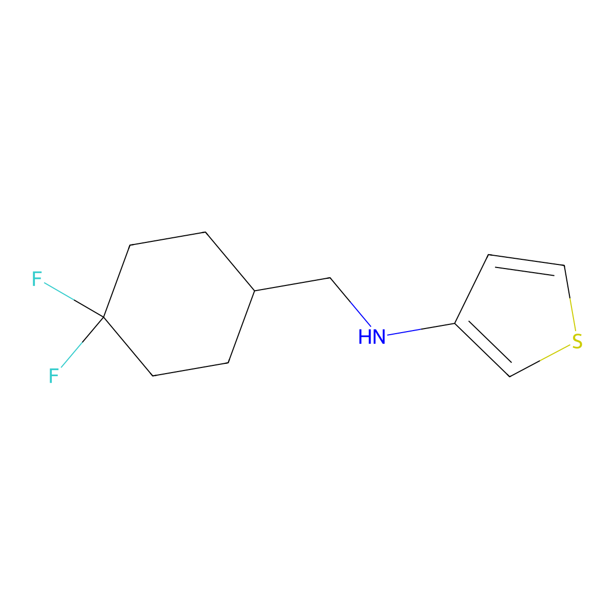 N-[(4,4-difluorocyclohexyl)methyl]thiophen-3-amine molecular structure, CAS 2137717-40-7