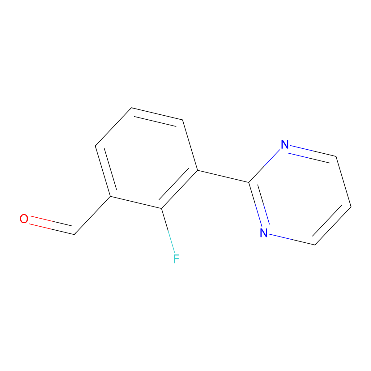 2-Fluoro-3-(pyrimidin-2-yl)benzaldehyde molecular structure, CAS 2137717-79-2