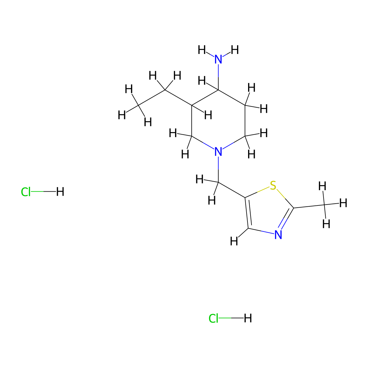 3-ethyl-1-[(2-methyl-1,3-thiazol-5-yl)methyl]piperidin-4-amine dihydrochloride, Mixture of diastereomers molecular structure, CAS 2137717-93-0