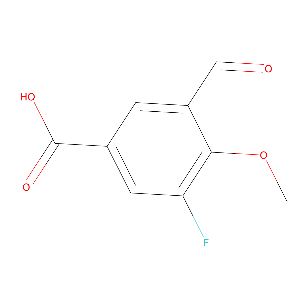 3-Fluoro-5-formyl-4-methoxybenzoic acid molecular structure, CAS 2137718-44-4