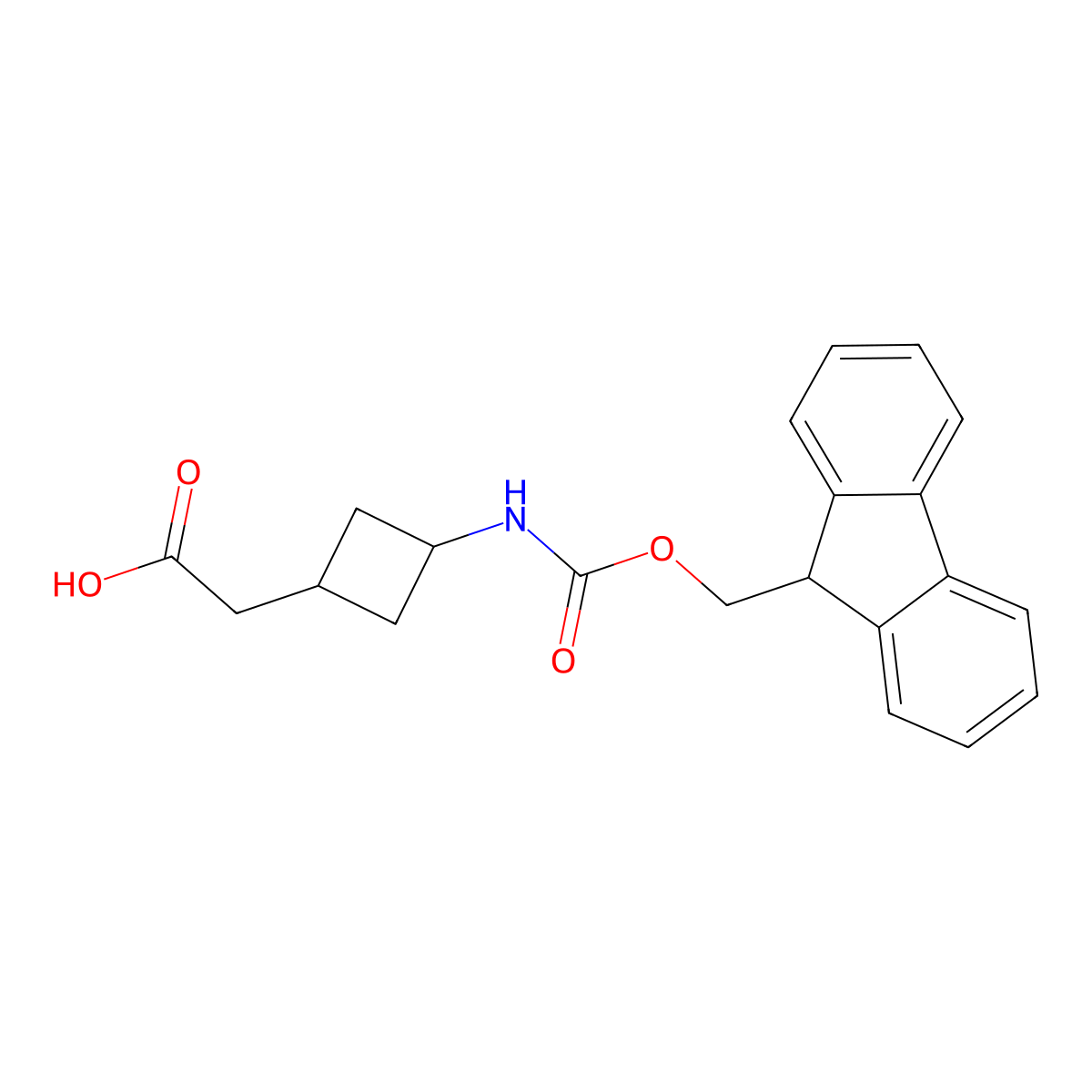 2-[3-({[(9H-fluoren-9-yl)methoxy]carbonyl}amino)cyclobutyl]acetic acid molecular structure, CAS 2137718-93-3