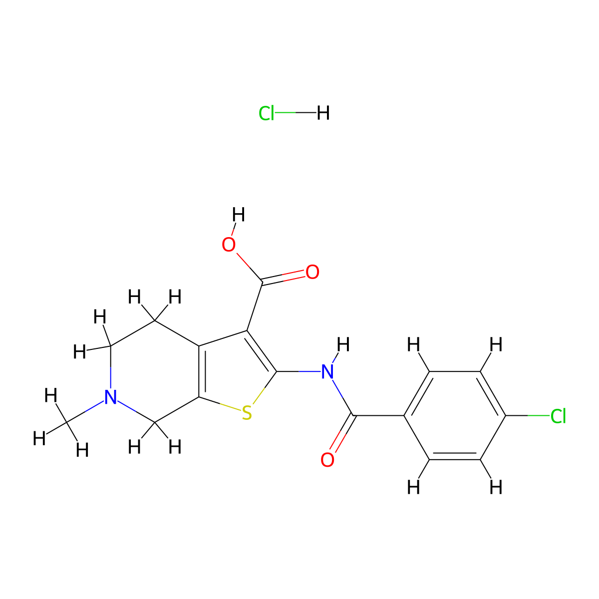 2-(4-chlorobenzamido)-6-methyl-4H,5H,6H,7H-thieno[2,3-c]pyridine-3-carboxylic acid hydrochloride molecular structure, CAS 2137719-07-2