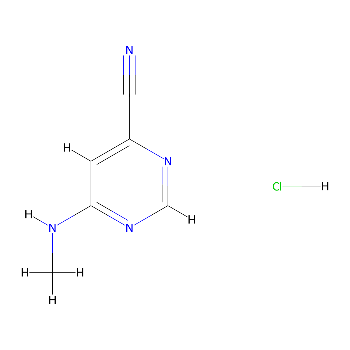 6-(Methylamino)pyrimidine-4-carbonitrile hydrochloride molecular structure, CAS 2137719-74-3