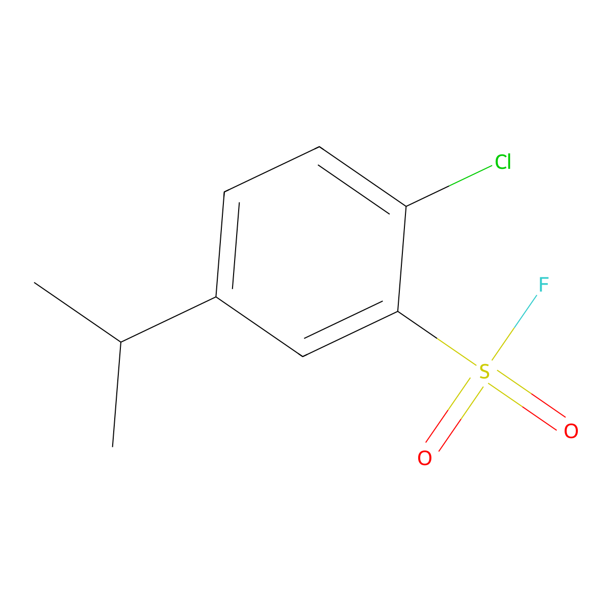 2-Chloro-5-(propan-2-yl)benzene-1-sulfonyl fluoride molecular structure, CAS 2137719-80-1