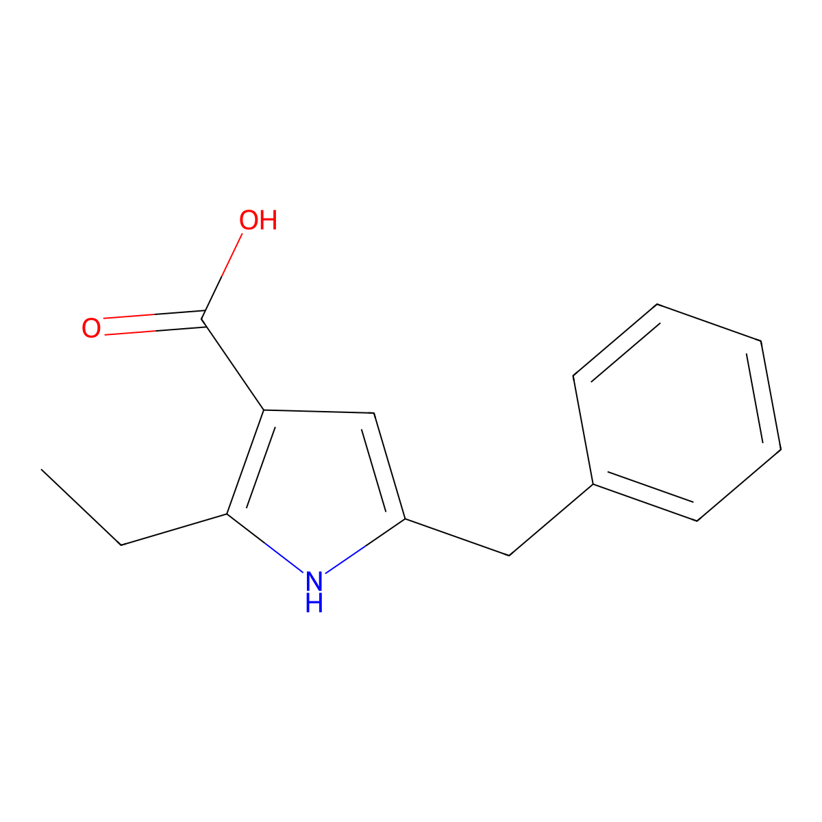 5-Benzyl-2-ethyl-1H-pyrrole-3-carboxylic acid molecular structure, CAS 2137720-98-8