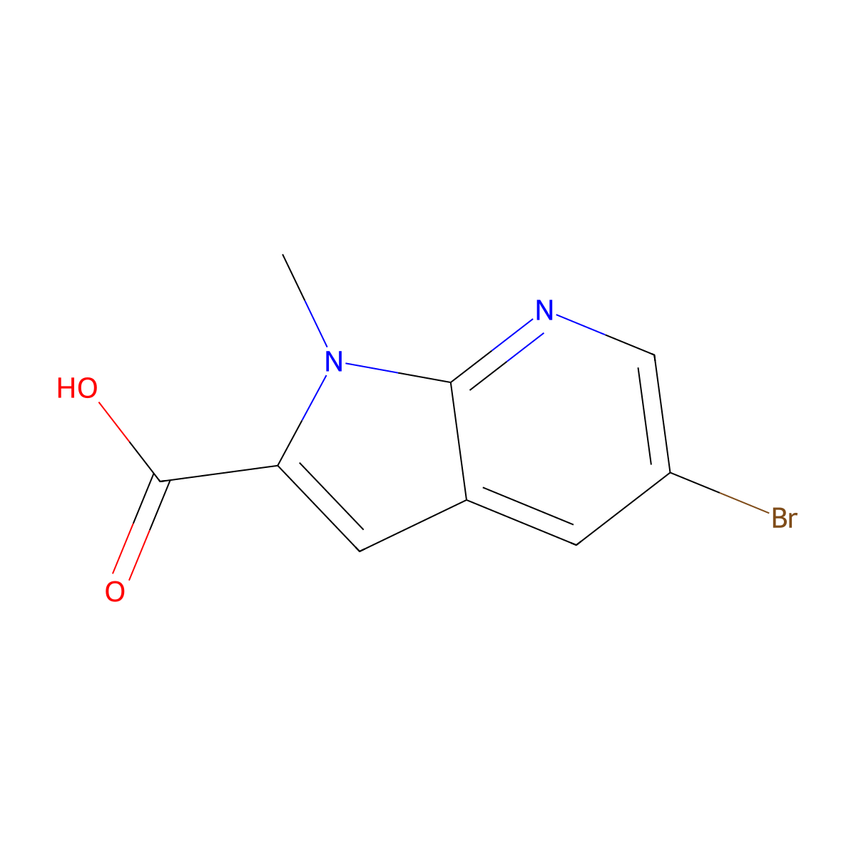 5-bromo-1-methyl-1H-pyrrolo[2,3-b]pyridine-2-carboxylic acid molecular structure, CAS 2137722-50-8