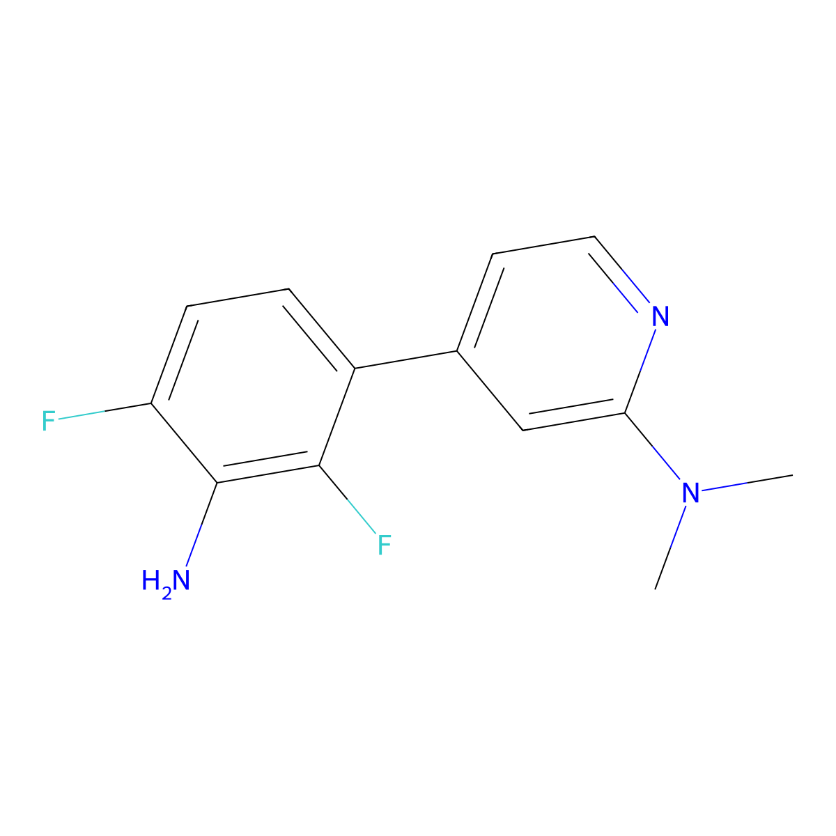4-(3-amino-2,4-difluorophenyl)-N,N-dimethylpyridin-2-amine molecular structure, CAS 2137722-88-2