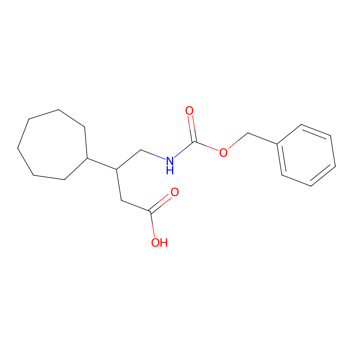 4-{[(Benzyloxy)carbonyl]amino}-3-cycloheptylbutanoic acid molecular structure, CAS 2137723-23-8