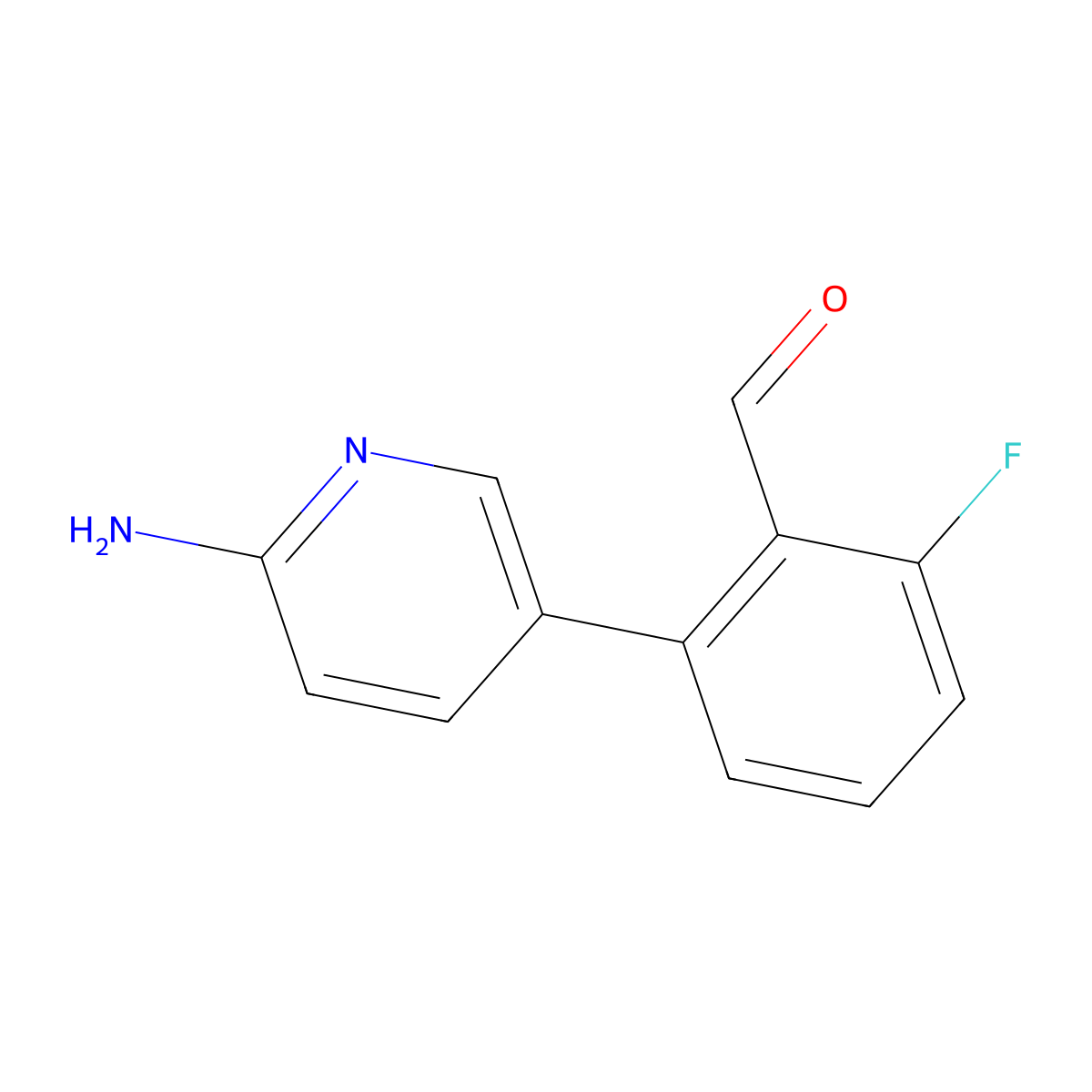 2-(6-Aminopyridin-3-yl)-6-fluorobenzaldehyde molecular structure, CAS 2137726-78-2
