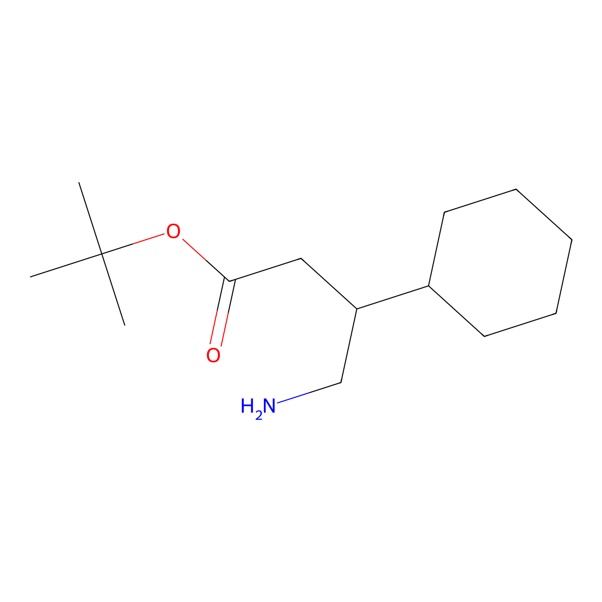 Tert-butyl 4-amino-3-cyclohexylbutanoate molecular structure, CAS 2137727-20-7