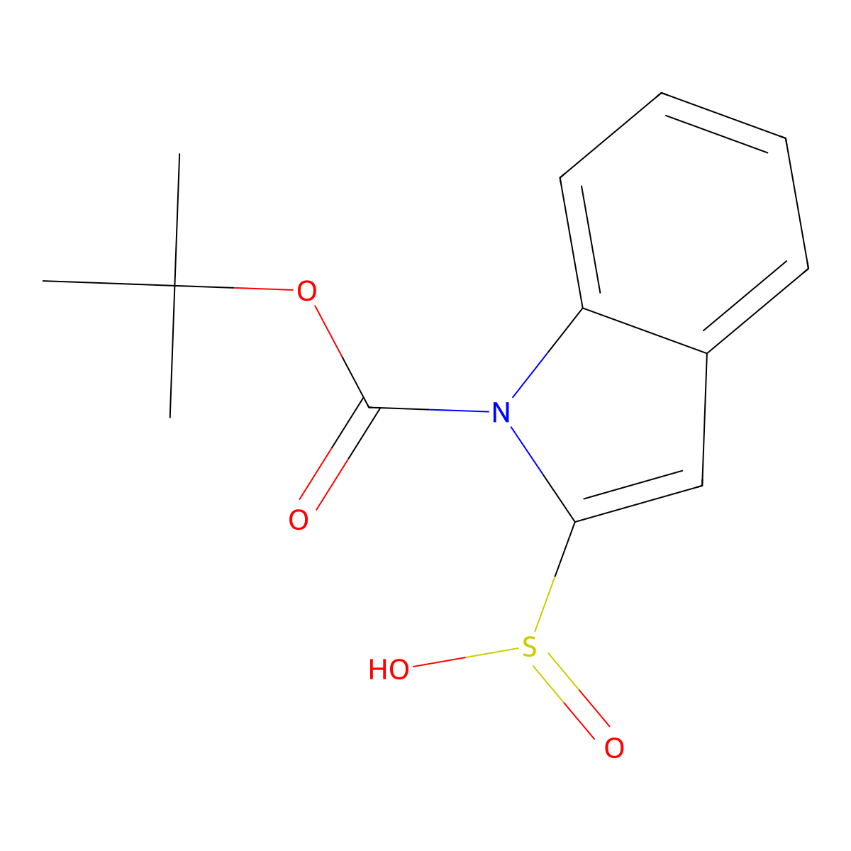 1-[(tert-butoxy)carbonyl]-1H-indole-2-sulfinic acid molecular structure, CAS 2137728-61-9
