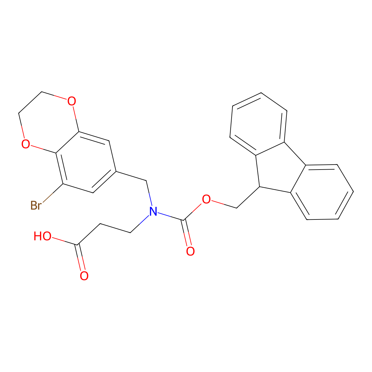 3-{[(8-bromo-2,3-dihydro-1,4-benzodioxin-6-yl)methyl]({[(9H-fluoren-9-yl)methoxy]carbonyl})amino}propanoic acid molecular structure, CAS 2137731-33-8