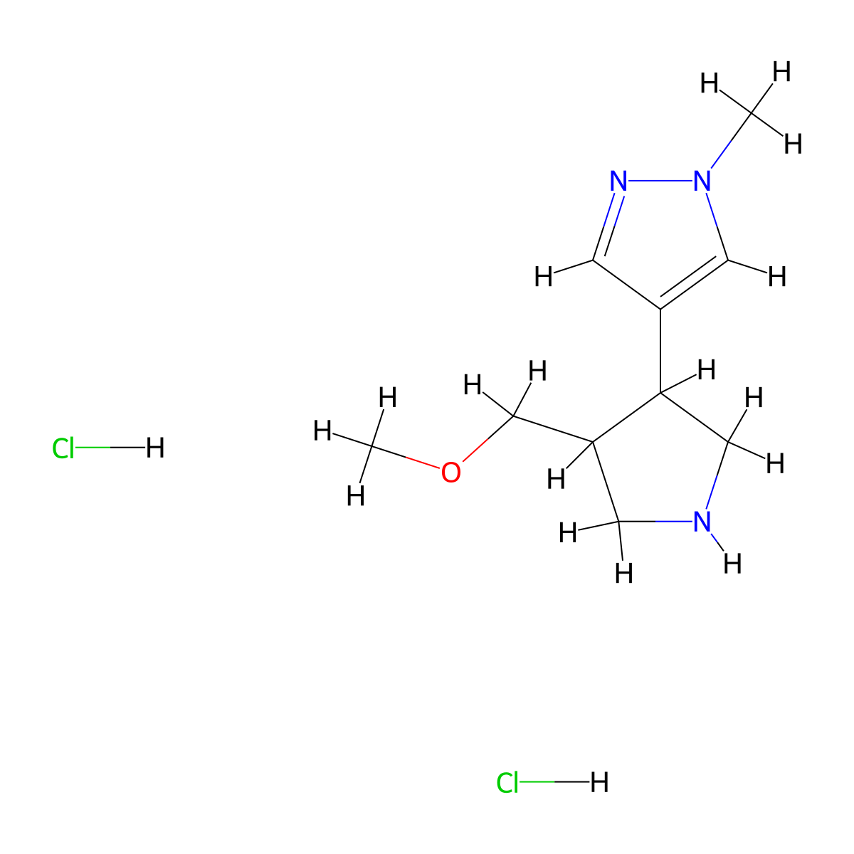 4-[4-(methoxymethyl)pyrrolidin-3-yl]-1-methyl-1H-pyrazole dihydrochloride molecular structure, CAS 2137731-49-6