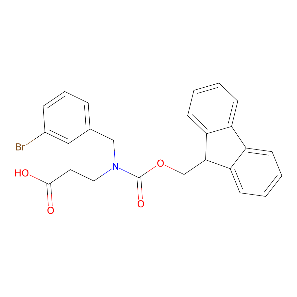 3-{[(3-bromophenyl)methyl]({[(9H-fluoren-9-yl)methoxy]carbonyl})amino}propanoic acid molecular structure, CAS 2137731-95-2