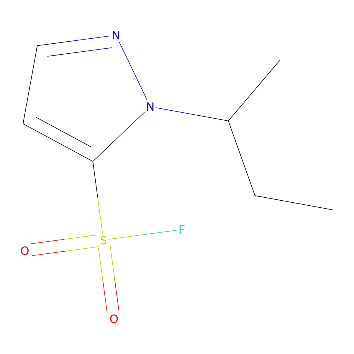 1-(butan-2-yl)-1H-pyrazole-5-sulfonyl fluoride molecular structure, CAS 2137732-55-7