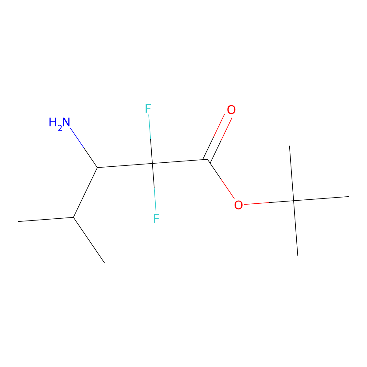 Tert-butyl 3-amino-2,2-difluoro-4-methylpentanoate molecular structure, CAS 2137733-69-6