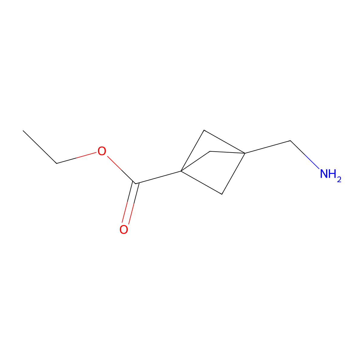 Ethyl 3-(aminomethyl)bicyclo[1.1.1]pentane-1-carboxylate molecular structure, CAS 2137733-82-3