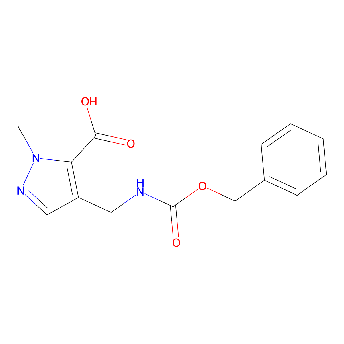 4-({[(benzyloxy)carbonyl]amino}methyl)-1-methyl-1H-pyrazole-5-carboxylic acid molecular structure, CAS 2137734-41-7