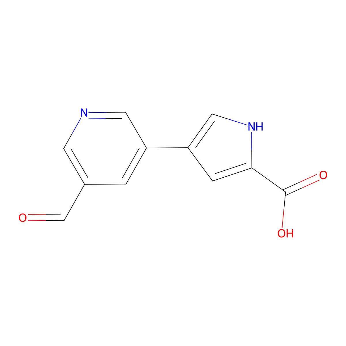 4-(5-formylpyridin-3-yl)-1H-pyrrole-2-carboxylic acid molecular structure, CAS 2137734-59-7