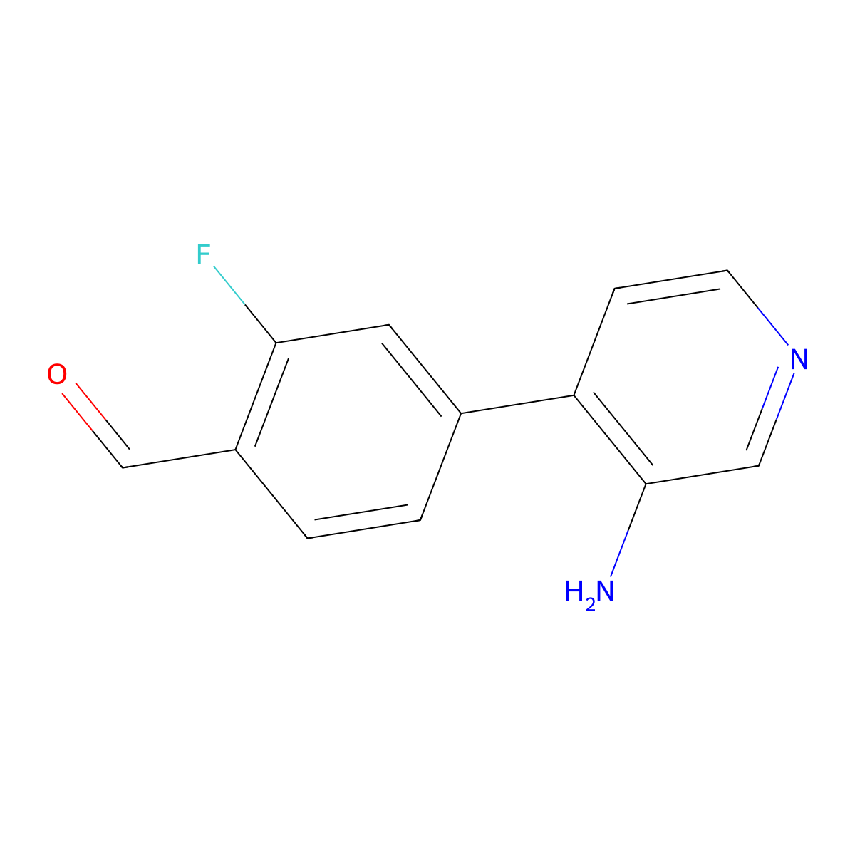 4-(3-Aminopyridin-4-yl)-2-fluorobenzaldehyde molecular structure, CAS 2137734-67-7