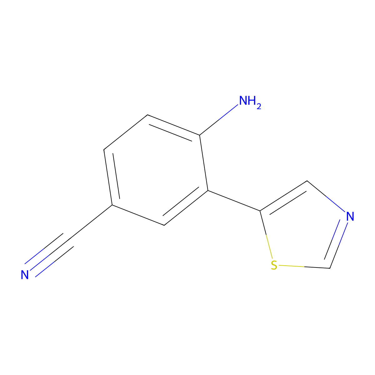 4-Amino-3-(1,3-thiazol-5-yl)benzonitrile molecular structure, CAS 2137734-86-0