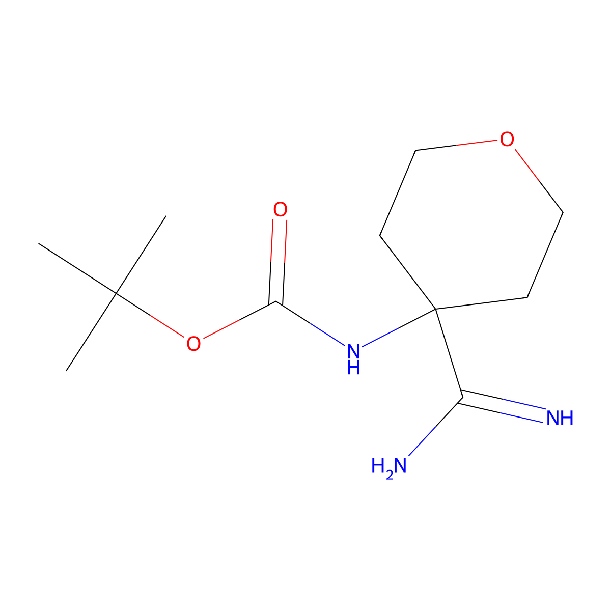 tert-butyl N-(4-carbamimidoyloxan-4-yl)carbamate molecular structure, CAS 2137735-39-6