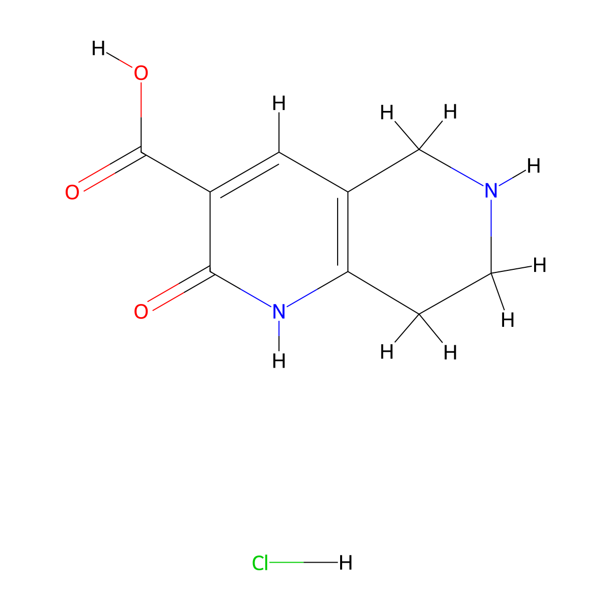 2-Oxo-1,2,5,6,7,8-hexahydro-1,6-naphthyridine-3-carboxylic acid hydrochloride molecular structure, CAS 2137735-44-3