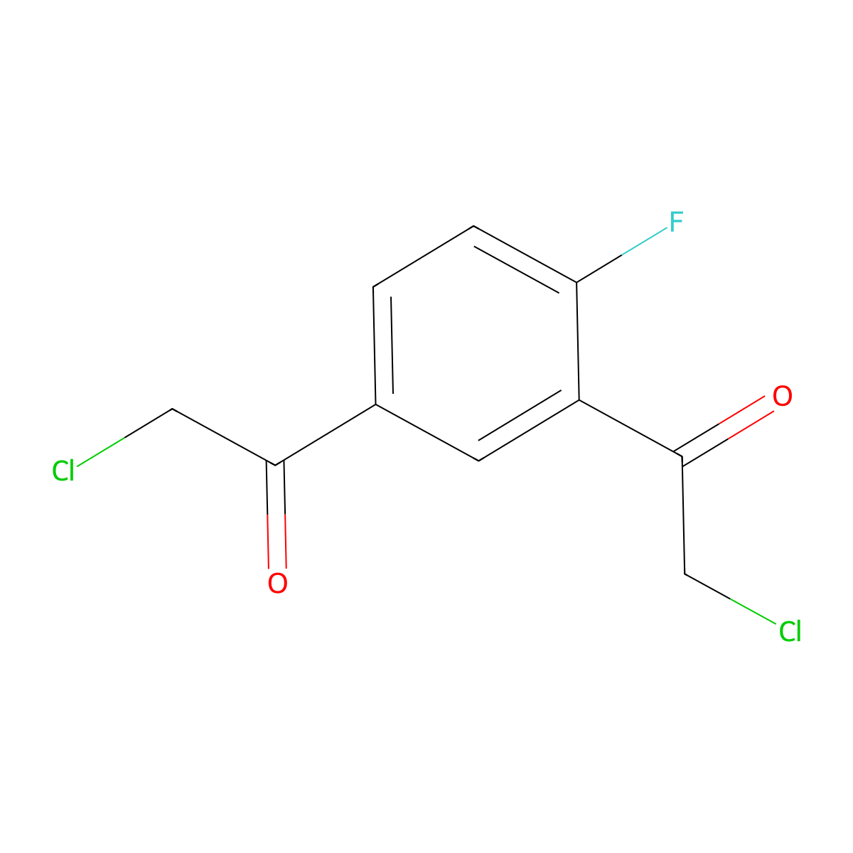 2-Chloro-1-[3-(2-chloroacetyl)-4-fluorophenyl]ethan-1-one molecular structure, CAS 2137735-78-3