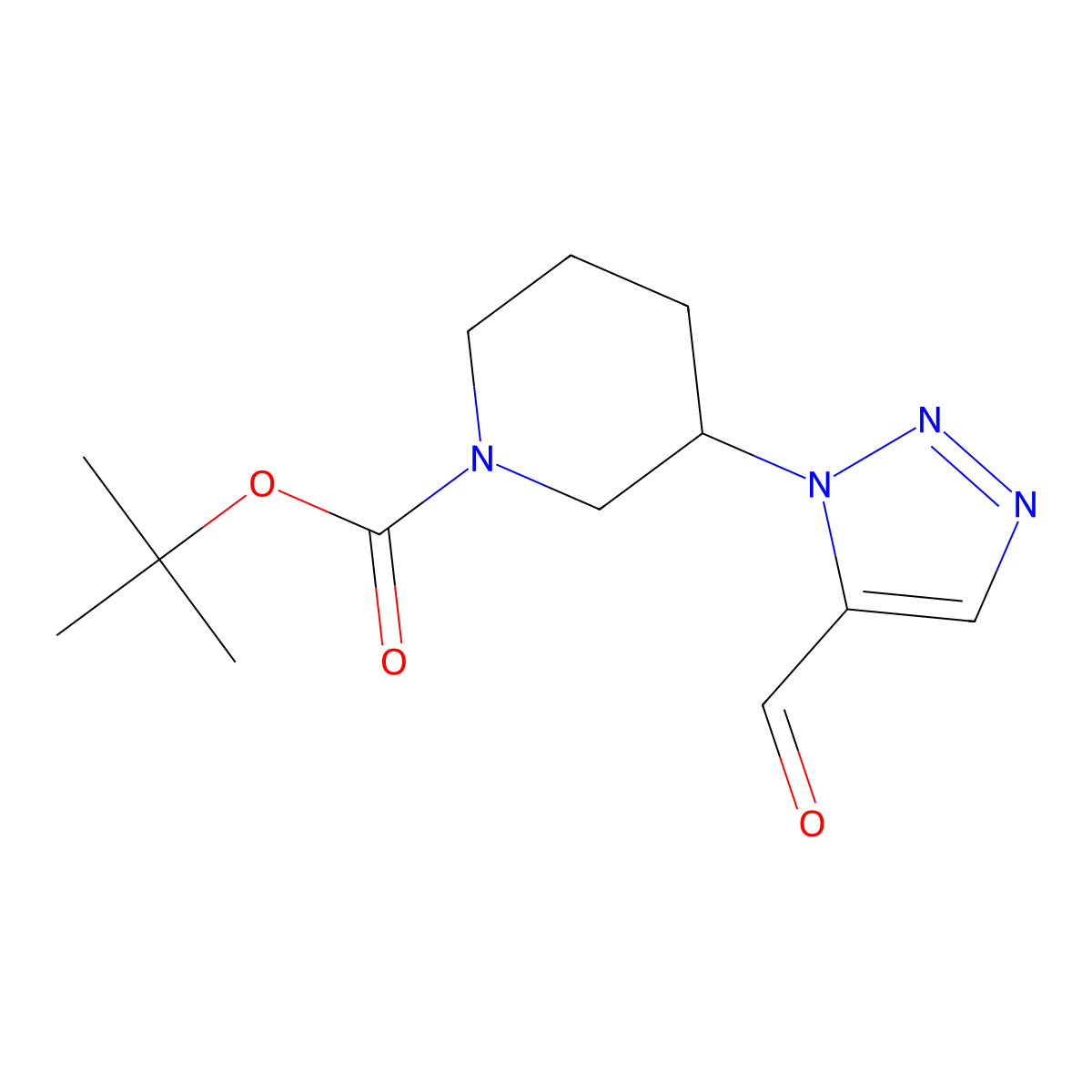 tert-Butyl 3-(5-formyl-1H-1,2,3-triazol-1-yl)piperidine-1-carboxylate molecular structure, CAS 2137735-81-8