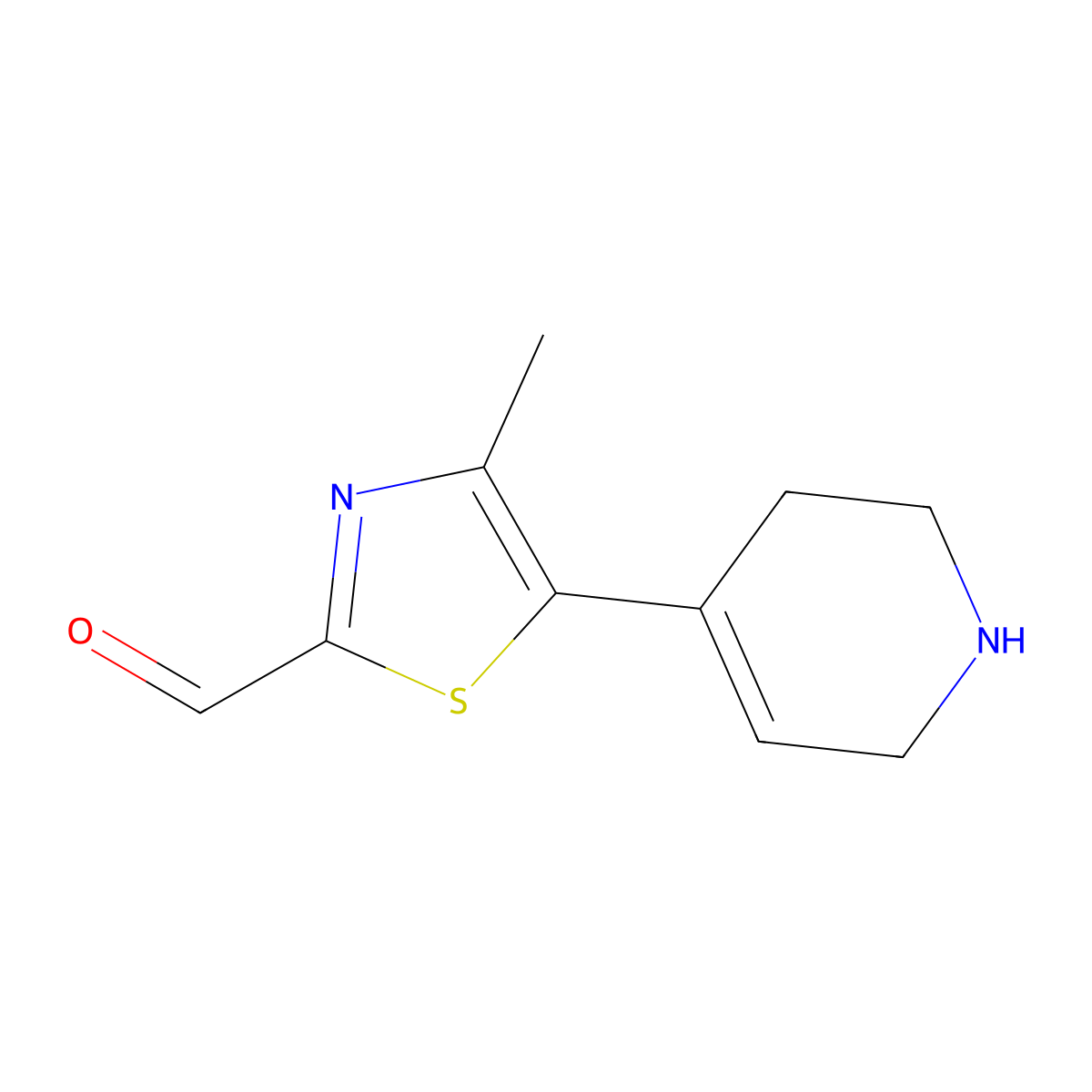 4-Methyl-5-(1,2,3,6-tetrahydropyridin-4-yl)-1,3-thiazole-2-carbaldehyde molecular structure, CAS 2137737-28-9
