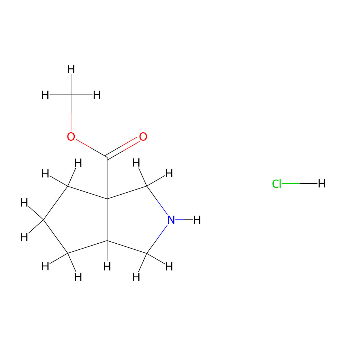 Methyl octahydrocyclopenta[c]pyrrole-3a-carboxylate hydrochloride molecular structure, CAS 2137737-53-0