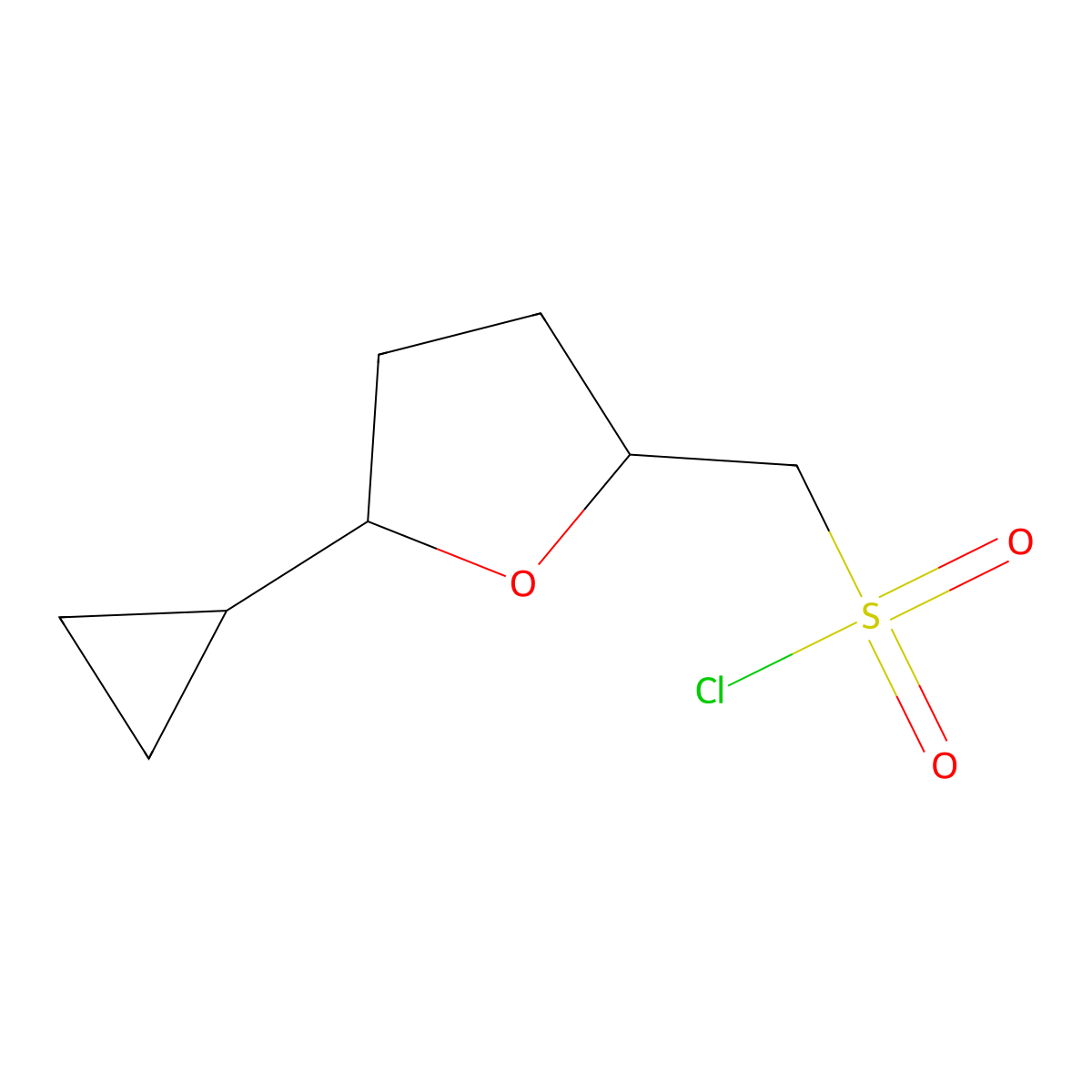 (5-Cyclopropyloxolan-2-yl)methanesulfonyl chloride molecular structure, CAS 2137738-16-8