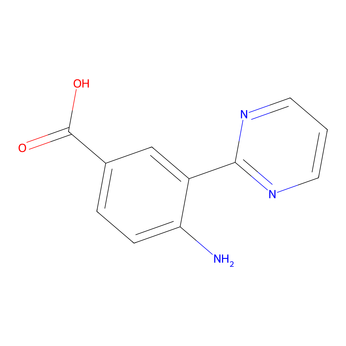 4-Amino-3-(pyrimidin-2-yl)benzoic acid molecular structure, CAS 2137738-71-5
