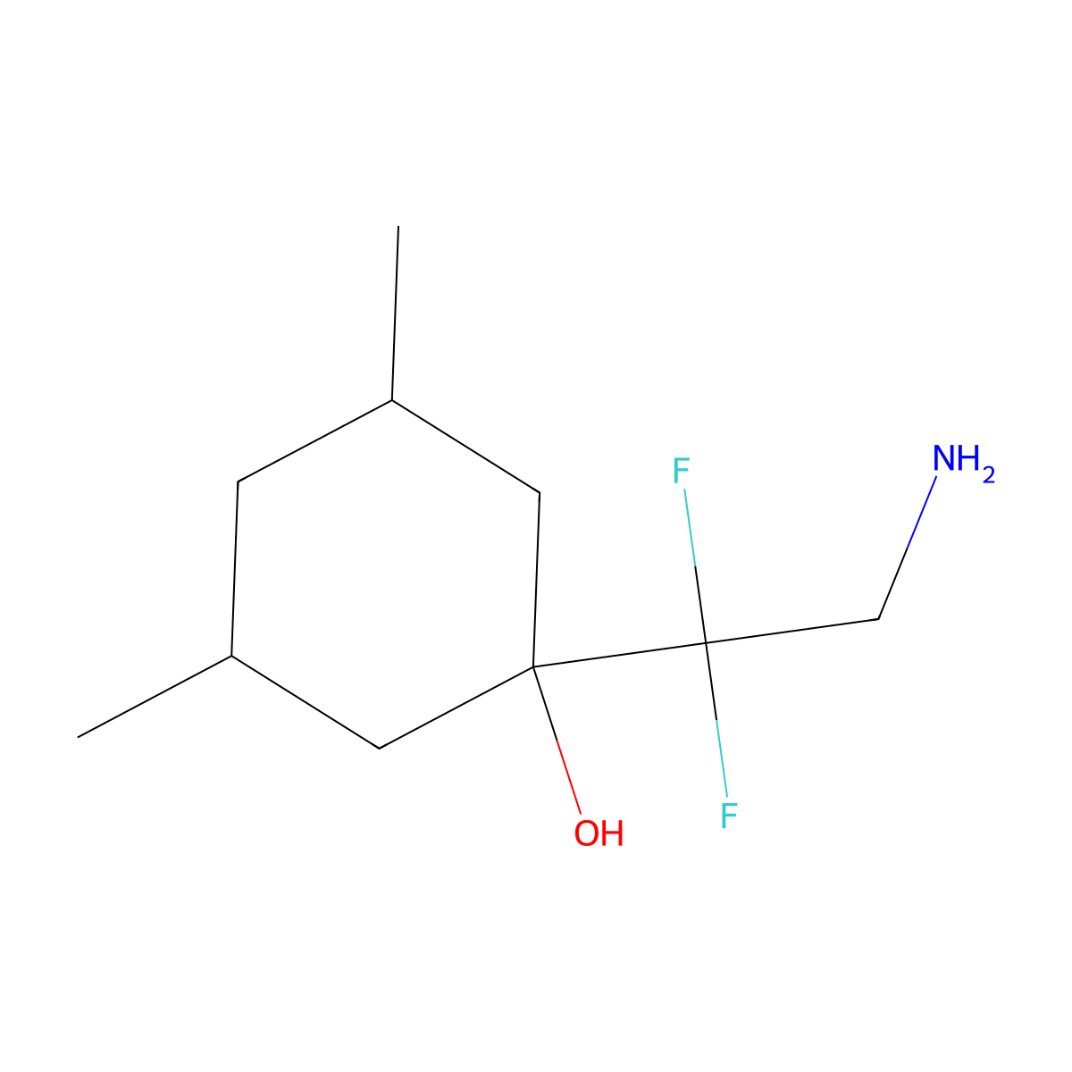 1-(2-Amino-1,1-difluoroethyl)-3,5-dimethylcyclohexan-1-ol molecular structure, CAS 2137738-87-3