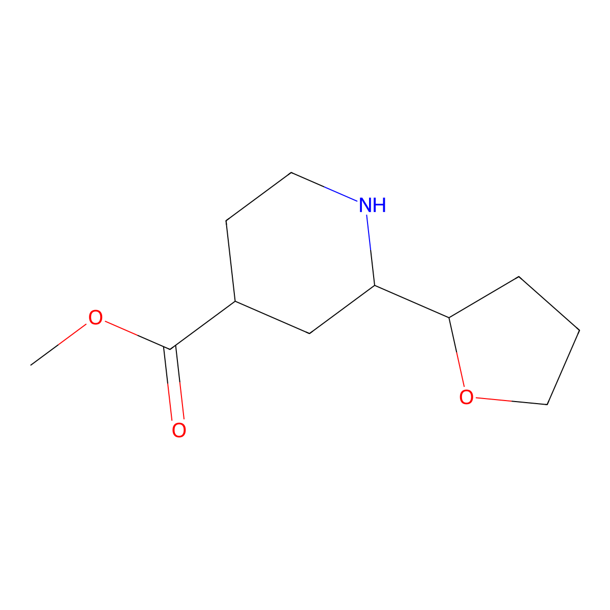 Methyl 2-(oxolan-2-yl)piperidine-4-carboxylate molecular structure, CAS 2137739-14-9