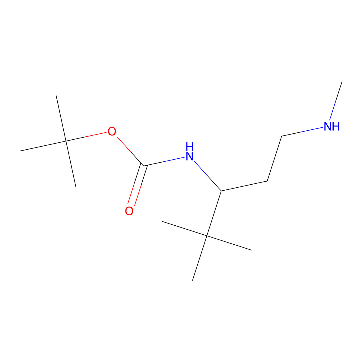 Tert-butyl N-[4,4-dimethyl-1-(methylamino)pentan-3-yl]carbamate molecular structure, CAS 2137739-58-1