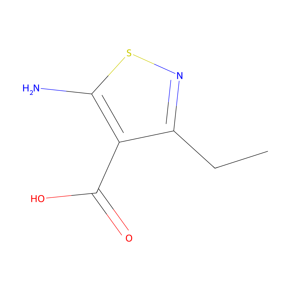 5-Amino-3-ethyl-1,2-thiazole-4-carboxylic acid molecular structure, CAS 2137740-13-5