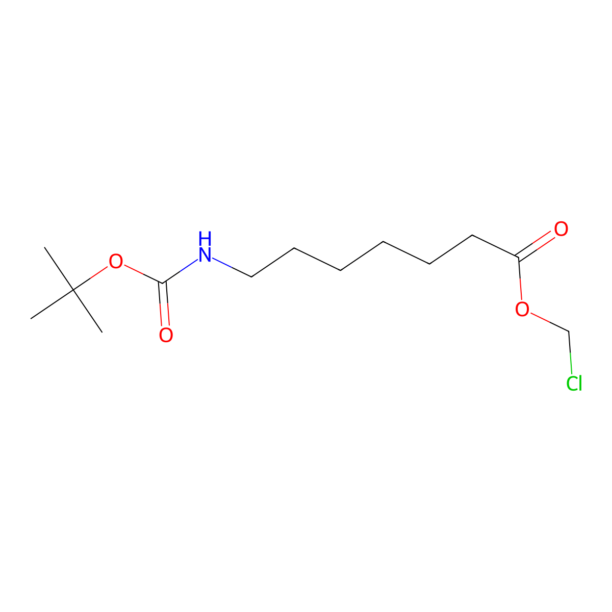 Chloromethyl 7-{[(tert-butoxy)carbonyl]amino}heptanoate molecular structure, CAS 2137740-33-9