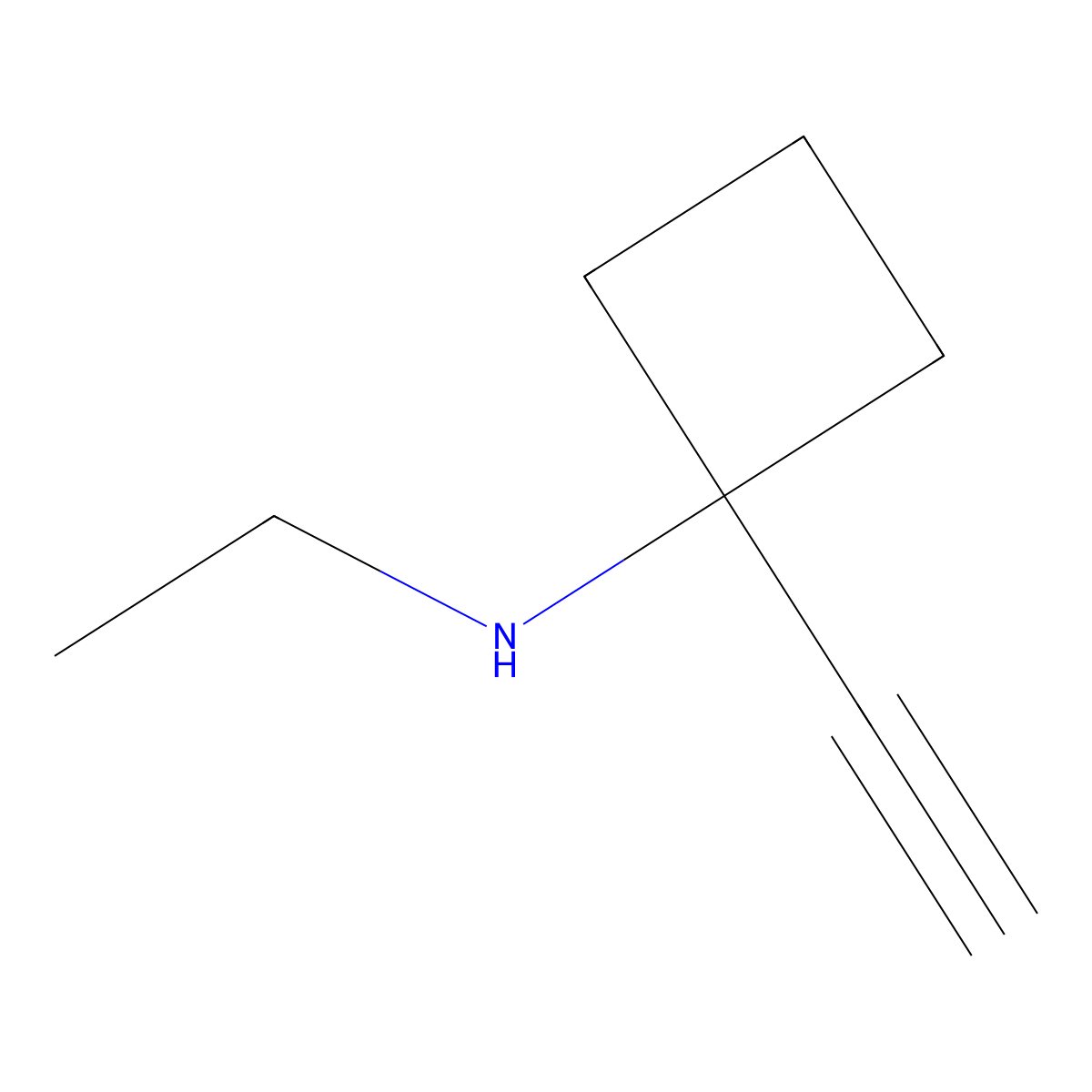 N-ethyl-1-ethynylcyclobutan-1-amine molecular structure, CAS 2137740-60-2