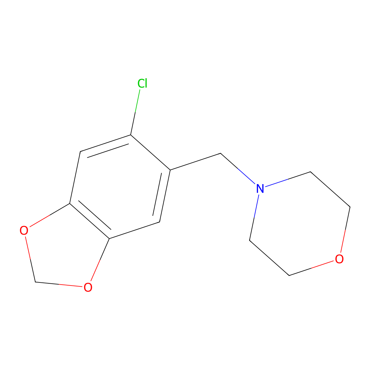4-[(6-Chloro-1,3-dioxaindan-5-yl)methyl]morpholine molecular structure, CAS 2137741-07-0
