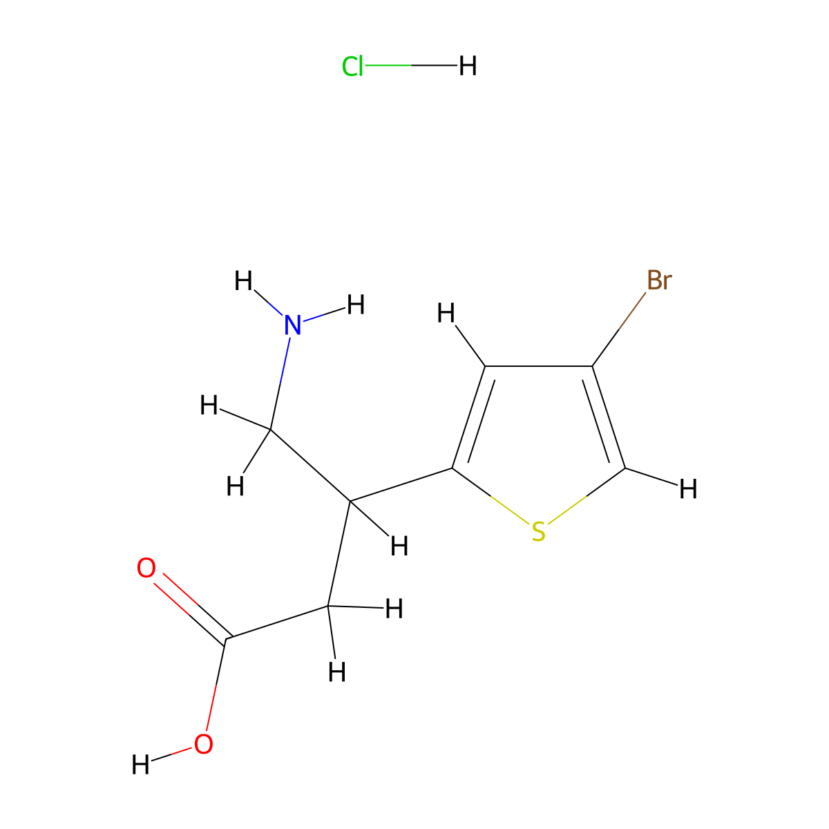 4-Amino-3-(4-bromothiophen-2-yl)butanoic acid hydrochloride molecular structure, CAS 2137742-75-5