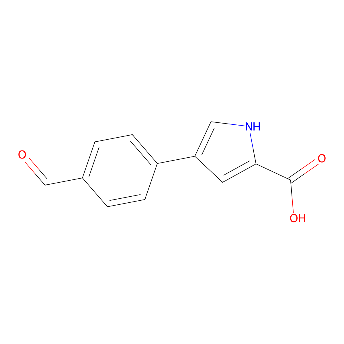 4-(4-formylphenyl)-1H-pyrrole-2-carboxylic acid molecular structure, CAS 2137743-42-9