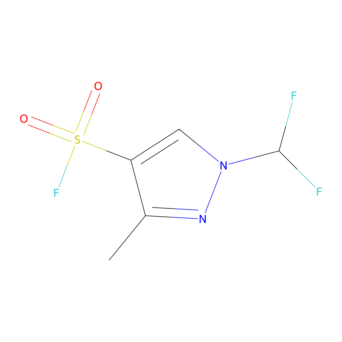 1-(difluoromethyl)-3-methyl-1H-pyrazole-4-sulfonyl fluoride molecular structure, CAS 2137743-95-2