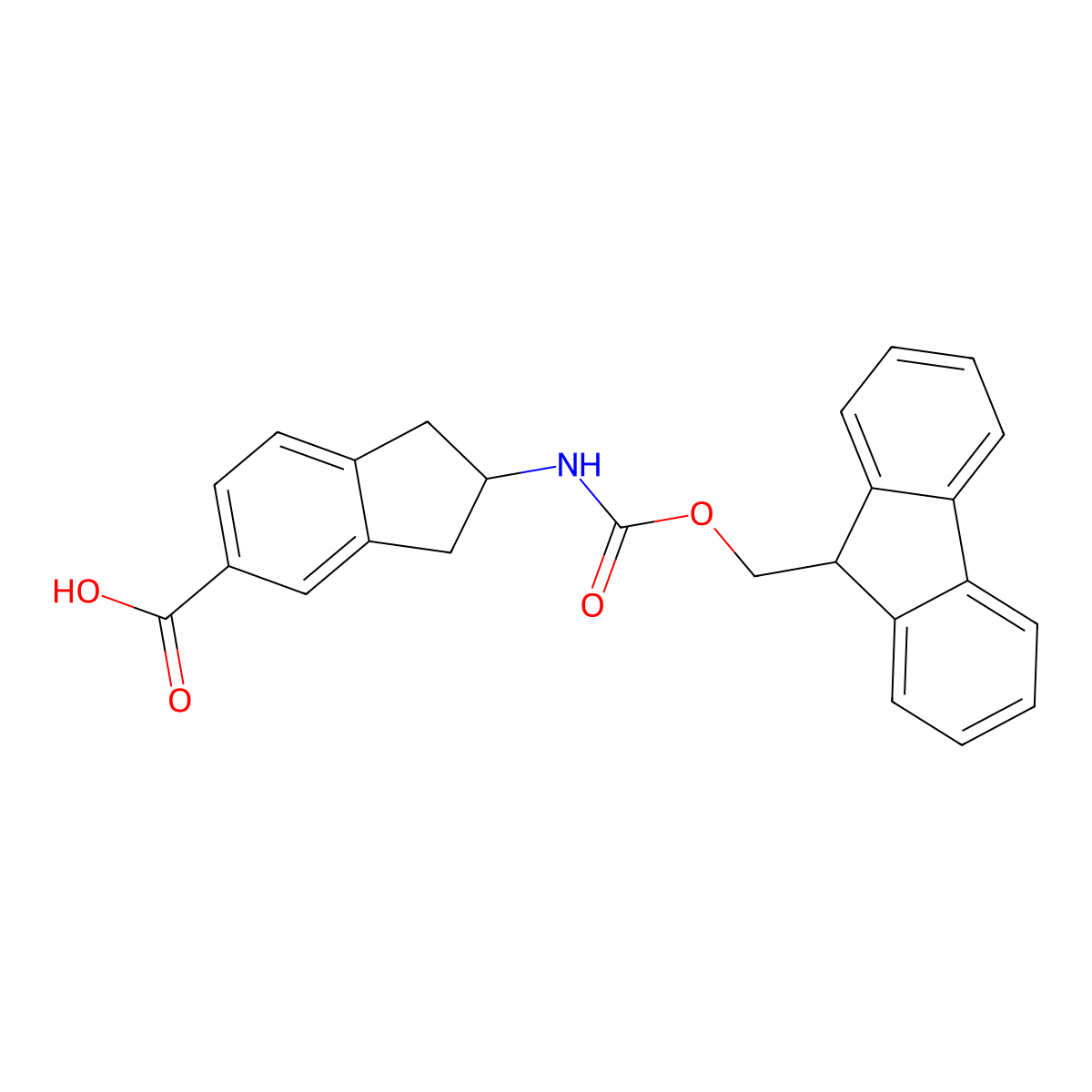 2-({[(9H-fluoren-9-yl)methoxy]carbonyl}amino)-2,3-dihydro-1H-indene-5-carboxylic acid molecular structure, CAS 2137744-01-3