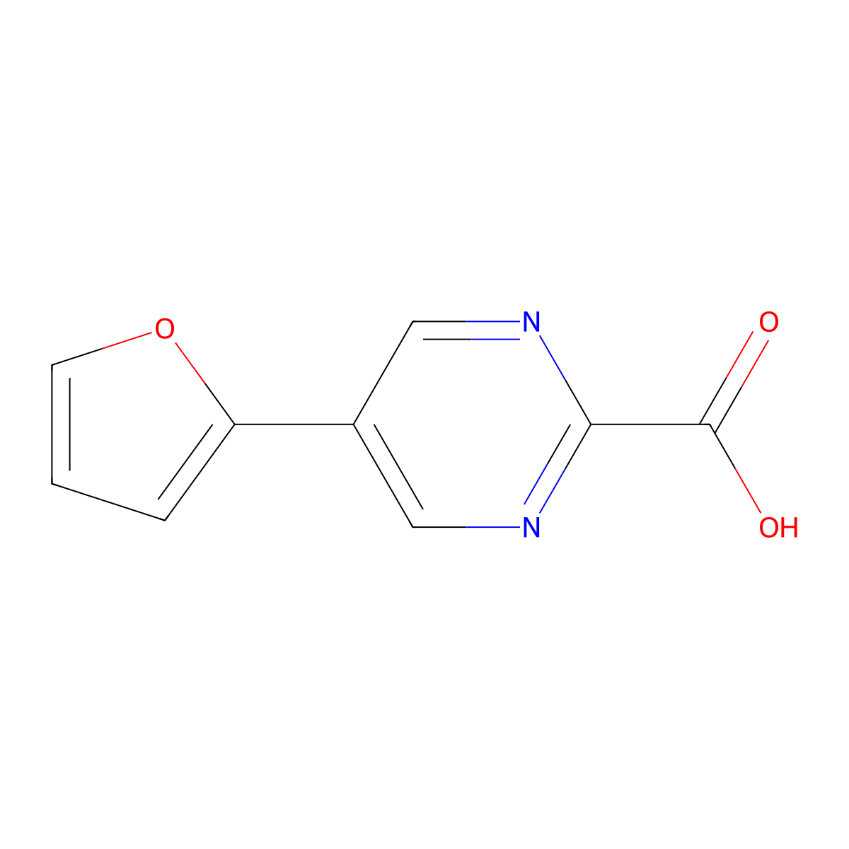 5-(Furan-2-yl)pyrimidine-2-carboxylic acid molecular structure, CAS 2137744-19-3