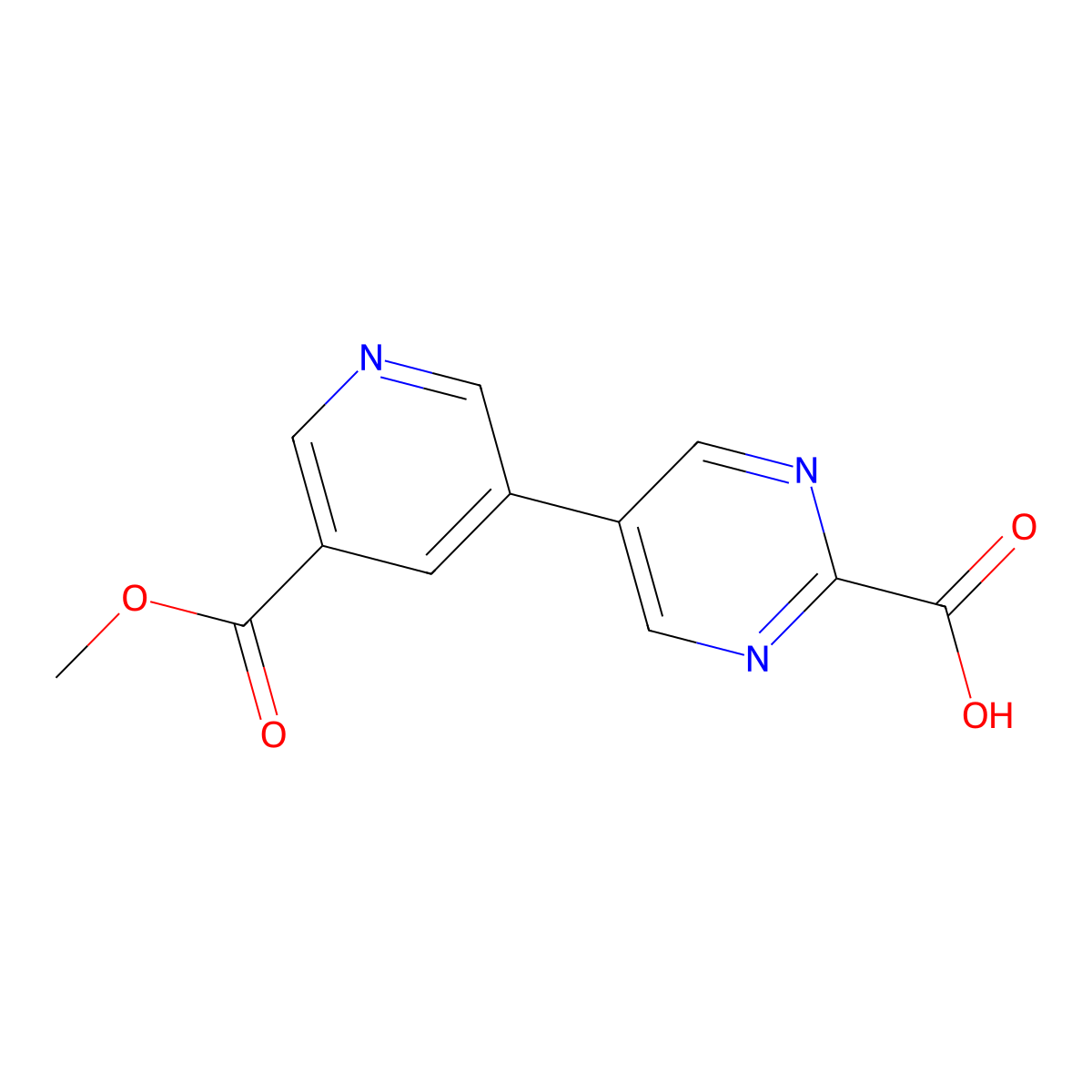 5-[5-(Methoxycarbonyl)pyridin-3-yl]pyrimidine-2-carboxylic acid molecular structure, CAS 2137744-31-9