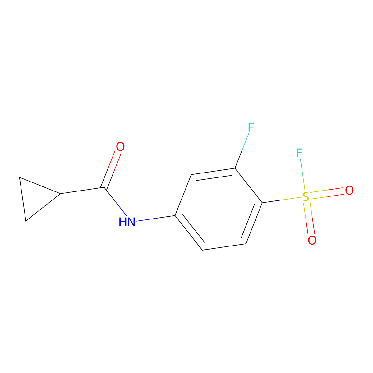 4-Cyclopropaneamido-2-fluorobenzene-1-sulfonyl fluoride molecular structure, CAS 2137744-32-0