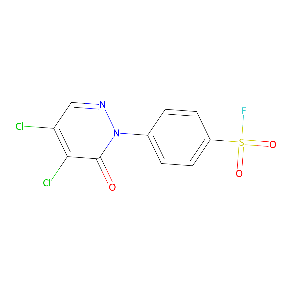 4-(4,5-Dichloro-6-oxo-1,6-dihydropyridazin-1-yl)benzene-1-sulfonyl fluoride molecular structure, CAS 2137744-39-7